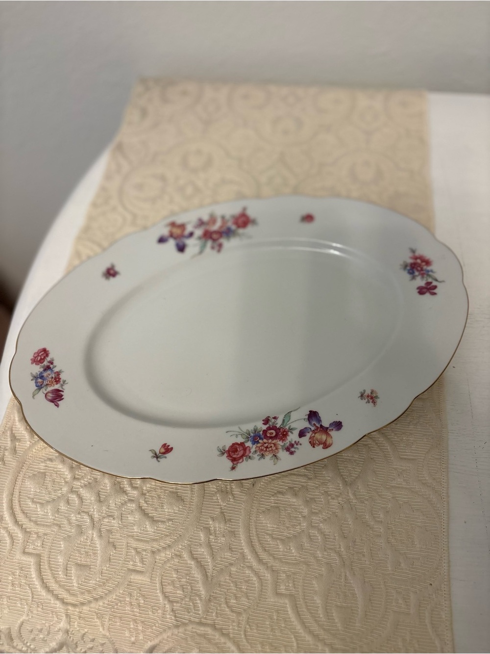 Antique Wunsiedel Bavaria Porzellan Floral Porcelain China Serving Platter 14”
